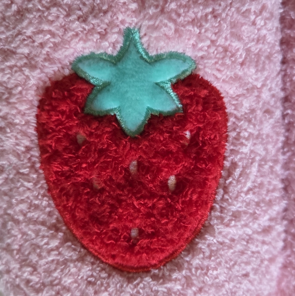 Plush Women Pink Strawberry Memory Foam Cozy Indoor Slippers Size 10 - Picture 3 of 7